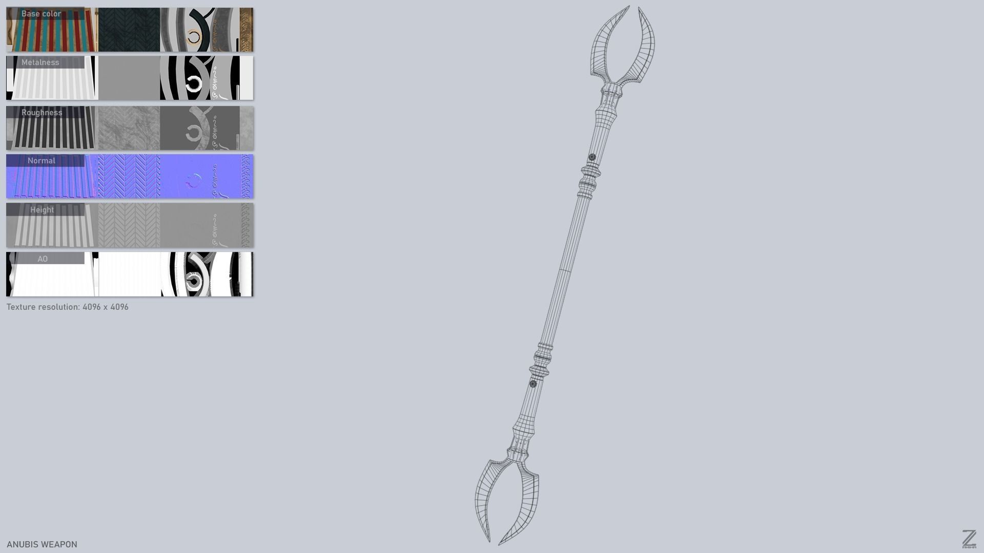 Anubis weapon Low-poly 3D model_3