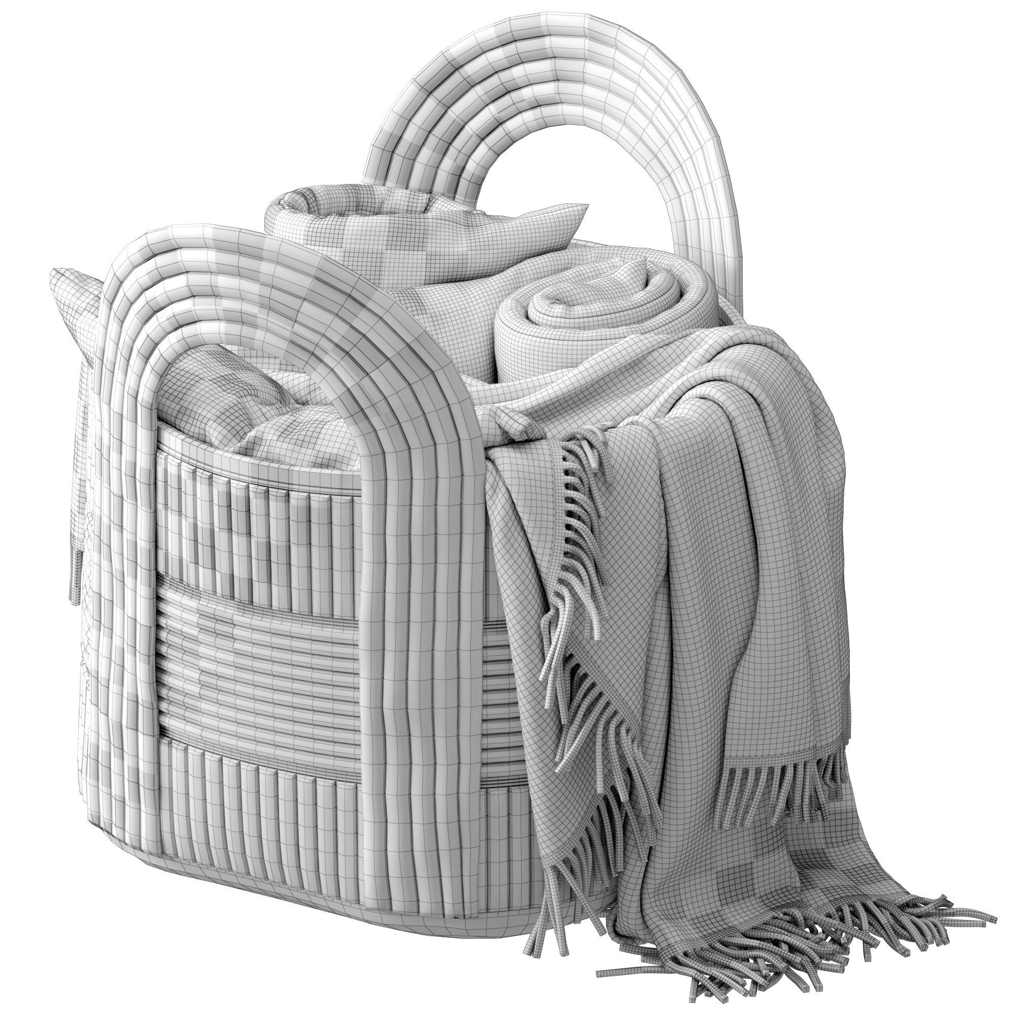 Basket 4 with blanket 3D model_6