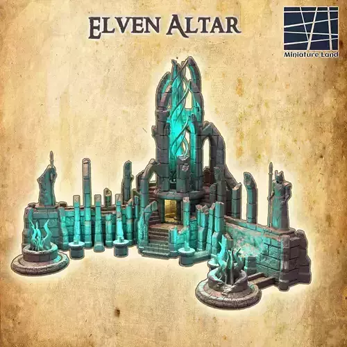 Elven Altar Tabletop Terrain 28 MM Tabletop Terrain