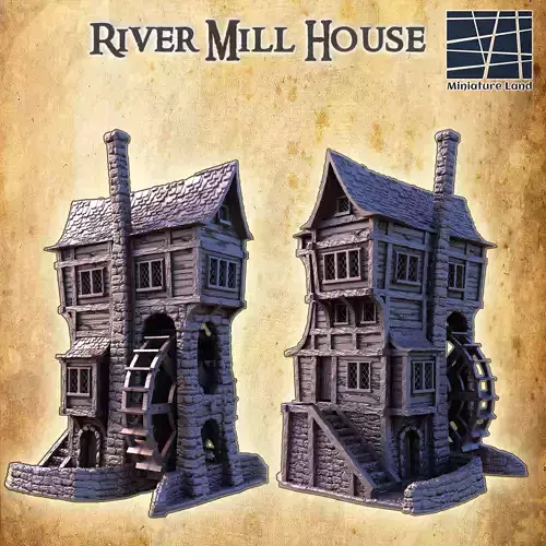 River Mill House Tabletop Terrain 28 MM