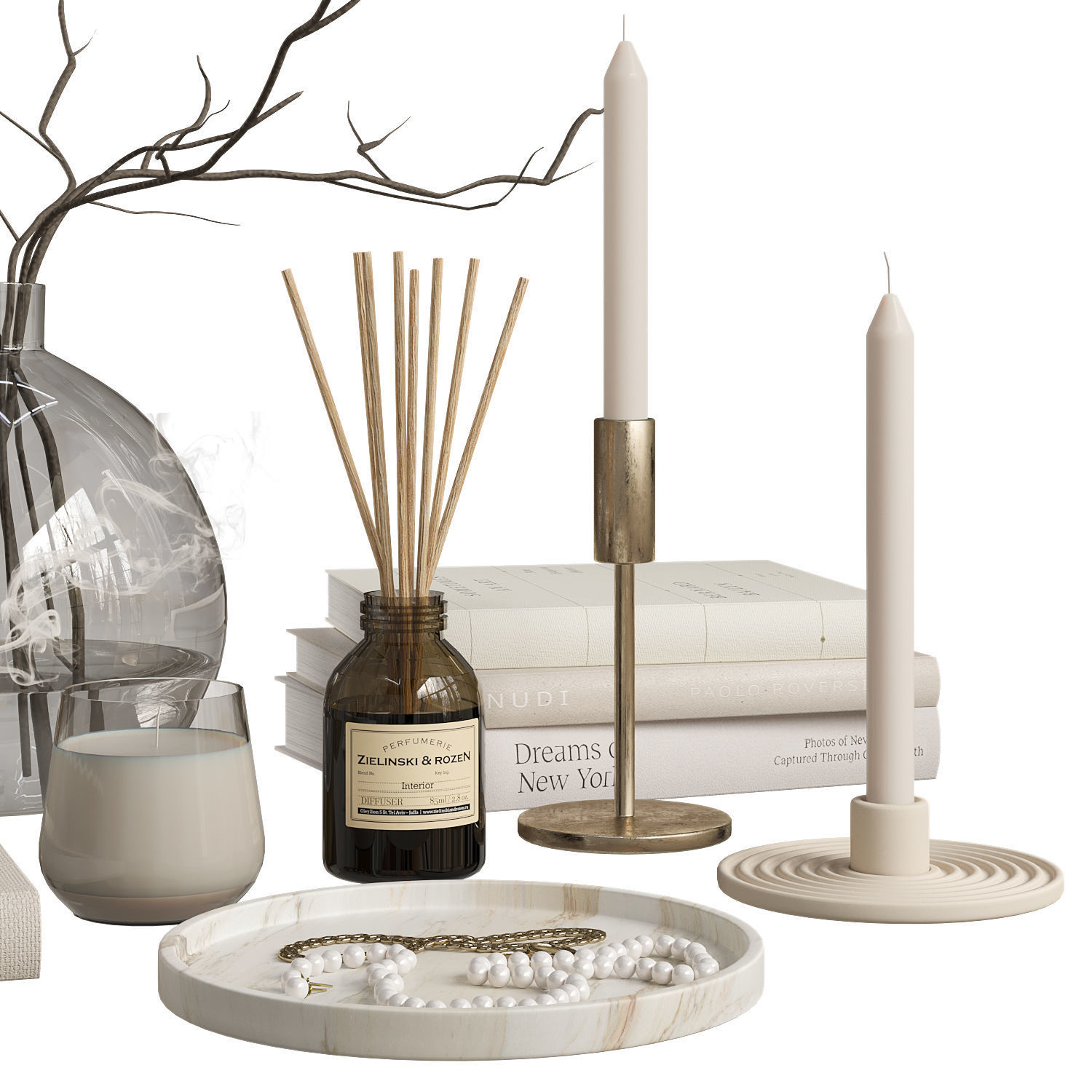 Decorative Set with Palo Santo Sticks and Candles 3D model_3