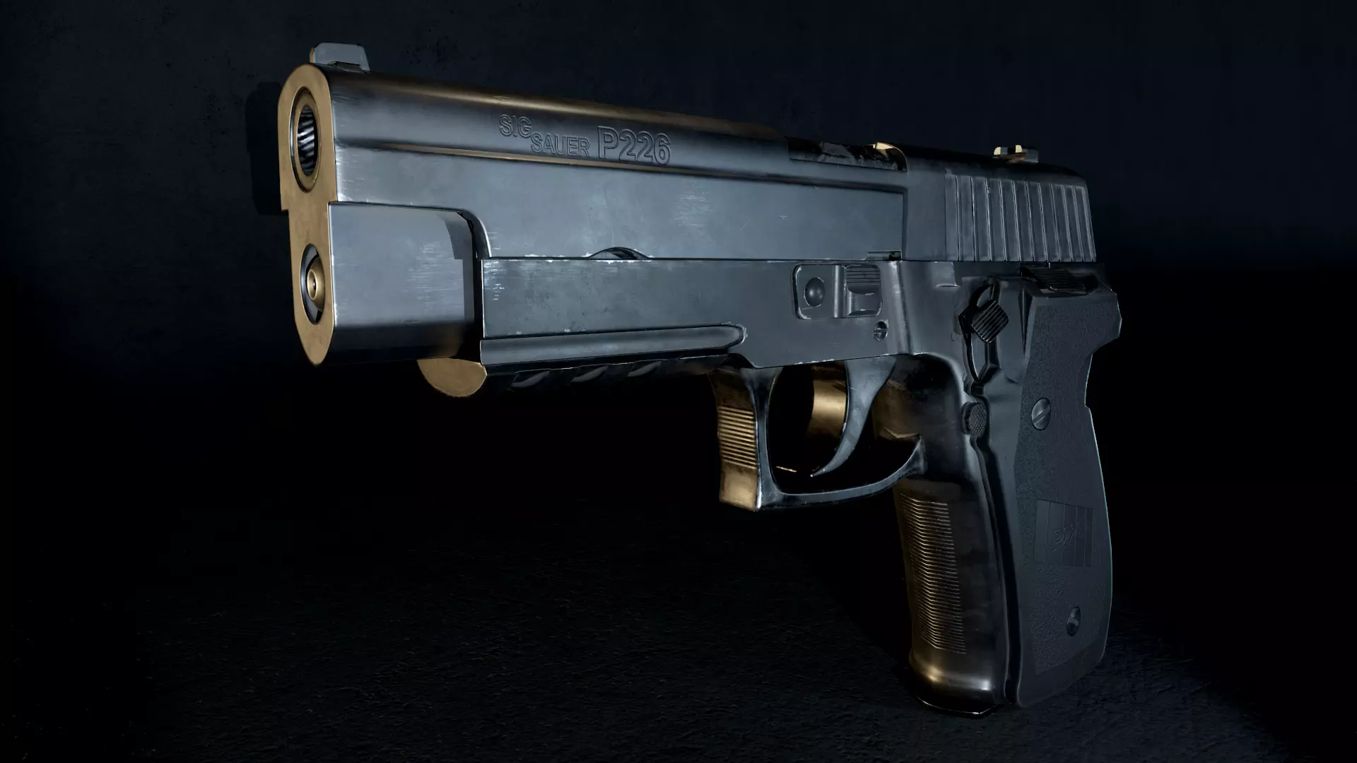 Sig Sauer P226 Pistol Rigged and Animated Low-poly 3D model_0