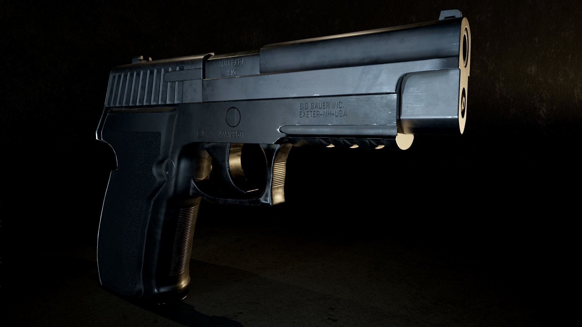 Sig Sauer P226 Pistol Rigged and Animated Low-poly 3D model_2