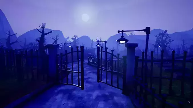Stylized Graveyard Pack  Low-poly 3D model