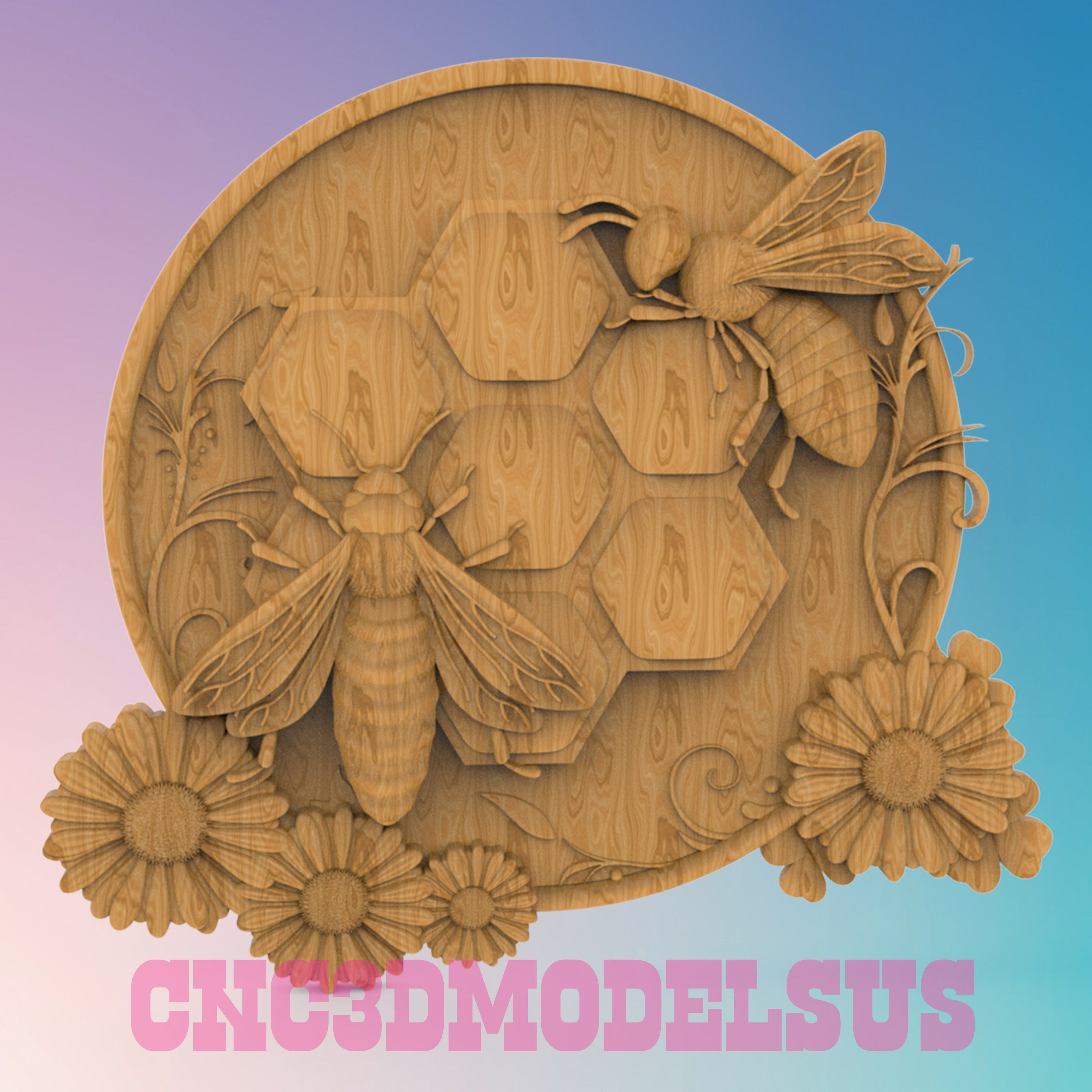Bees 3D MODEL STL FILE FOR CNC ROUTER LASER 3D print model_2