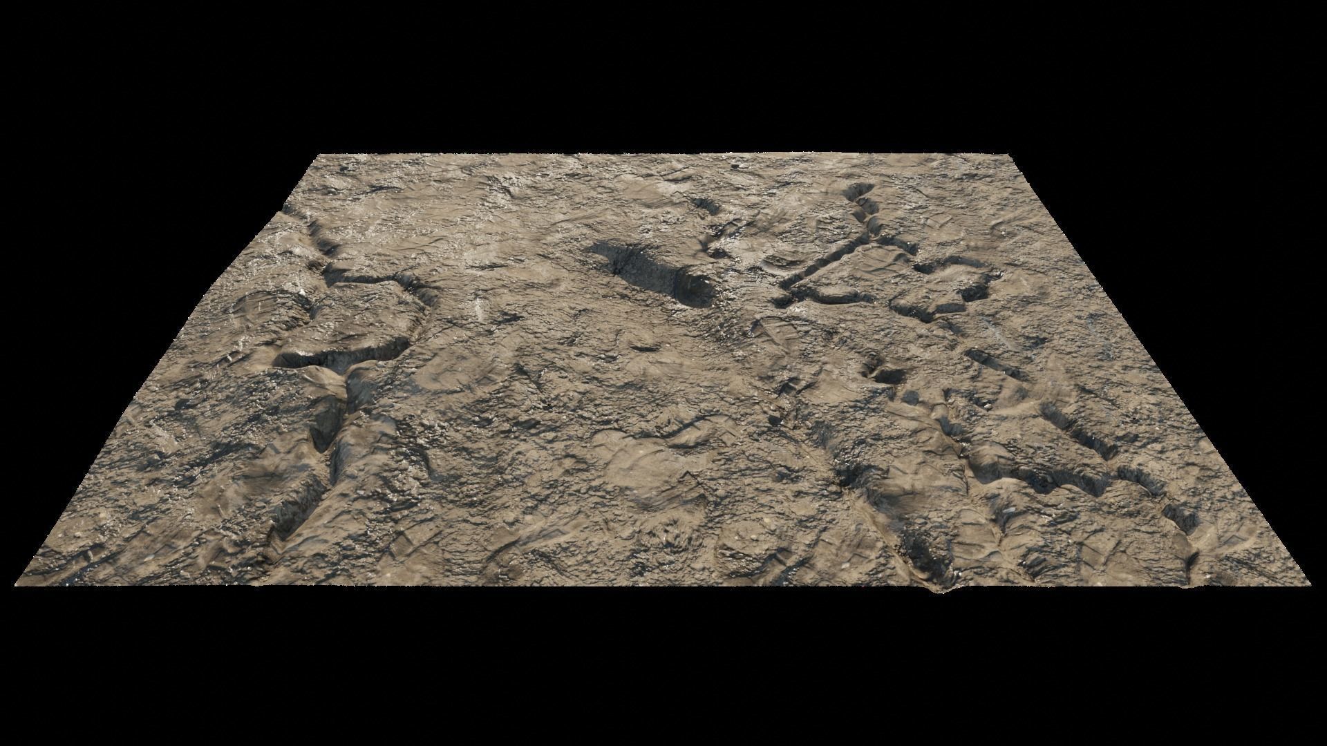 Abandoned WW1 battlefield with a lake 3D model_3