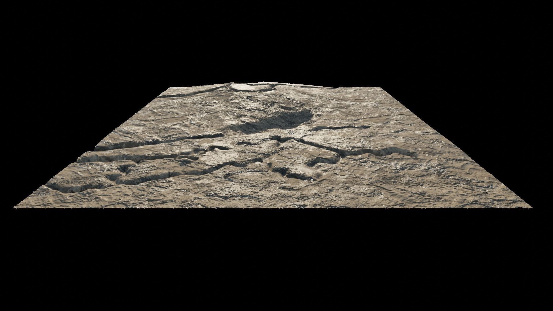 Abandoned WW1 battlefield with a lake 3D model_2