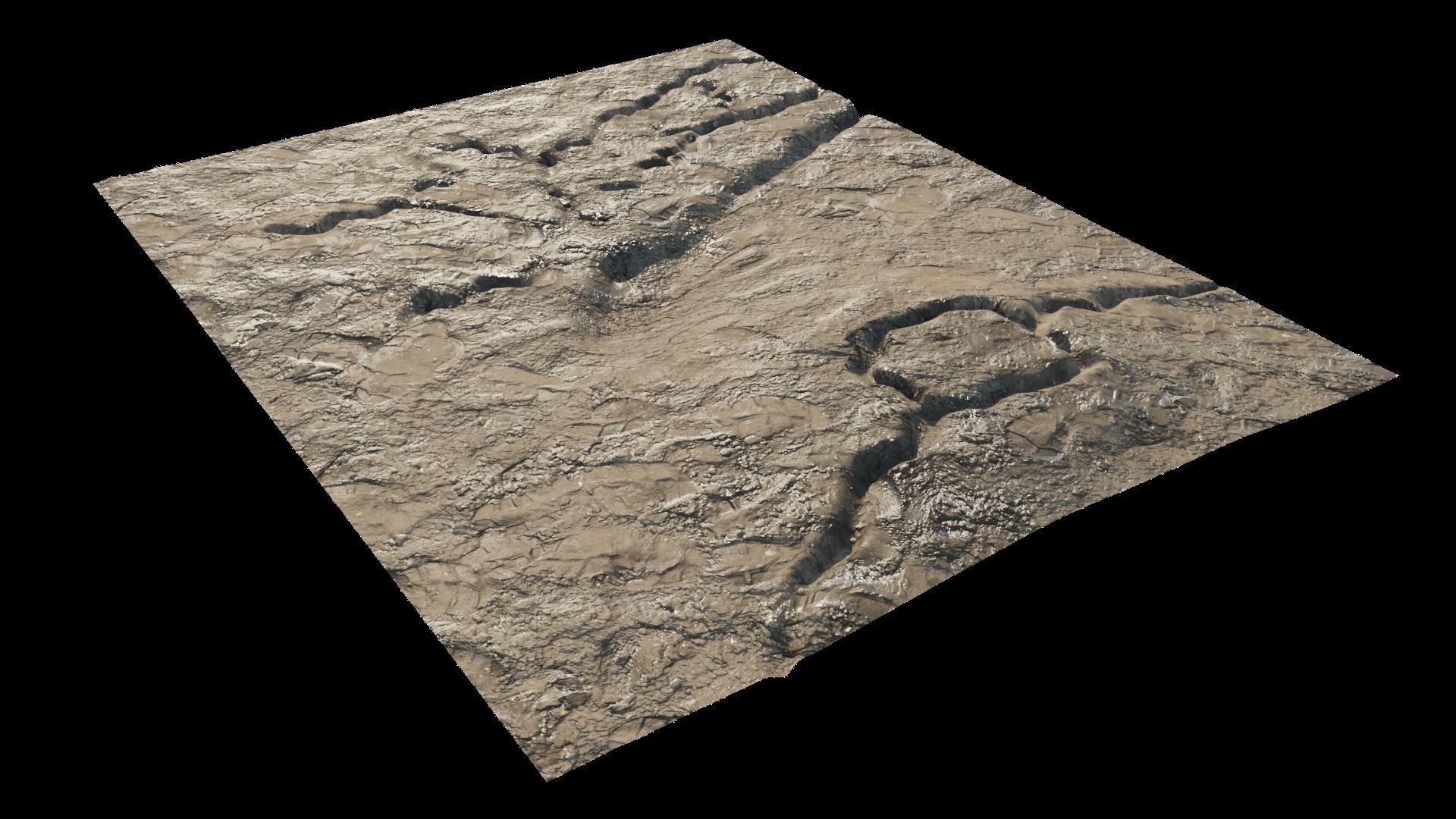 Abandoned WW1 battlefield with a lake 3D model_5