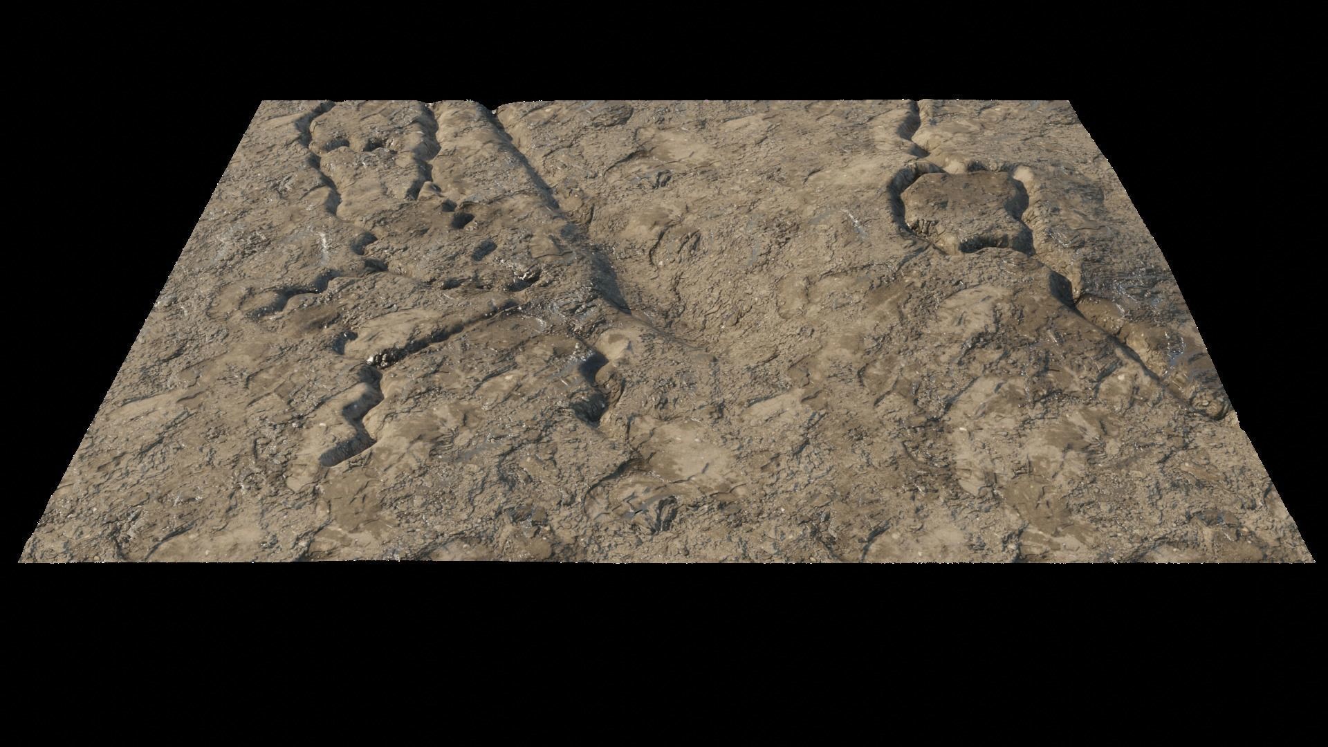 Abandoned WW1 battlefield with a lake 3D model_4