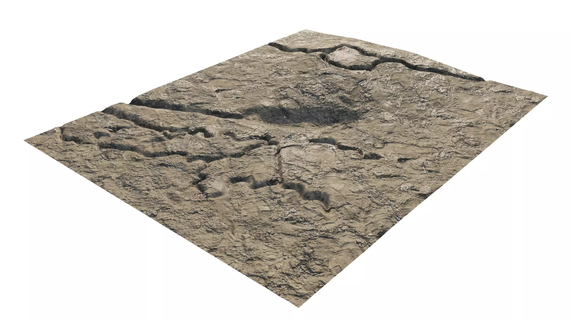 Abandoned WW1 battlefield with a lake 3D model_0