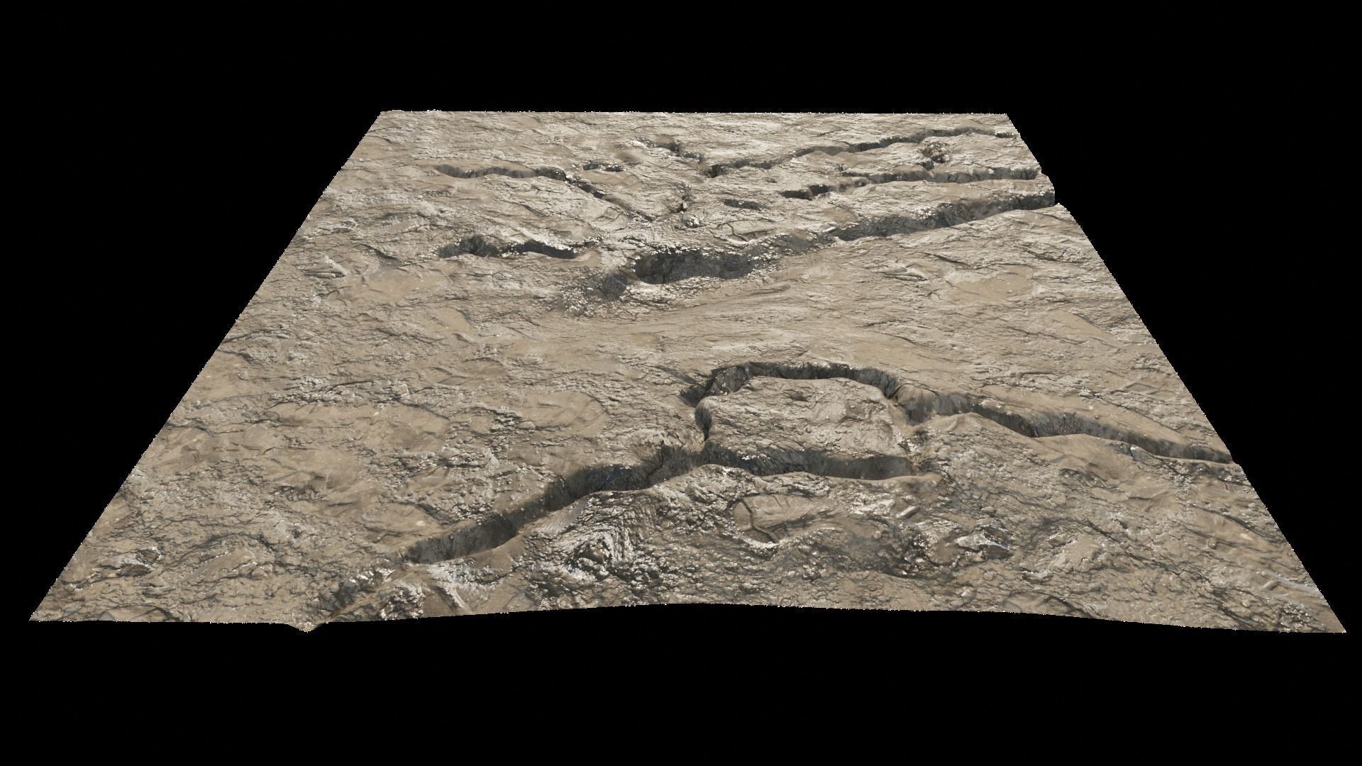 Abandoned WW1 battlefield with a lake 3D model_1