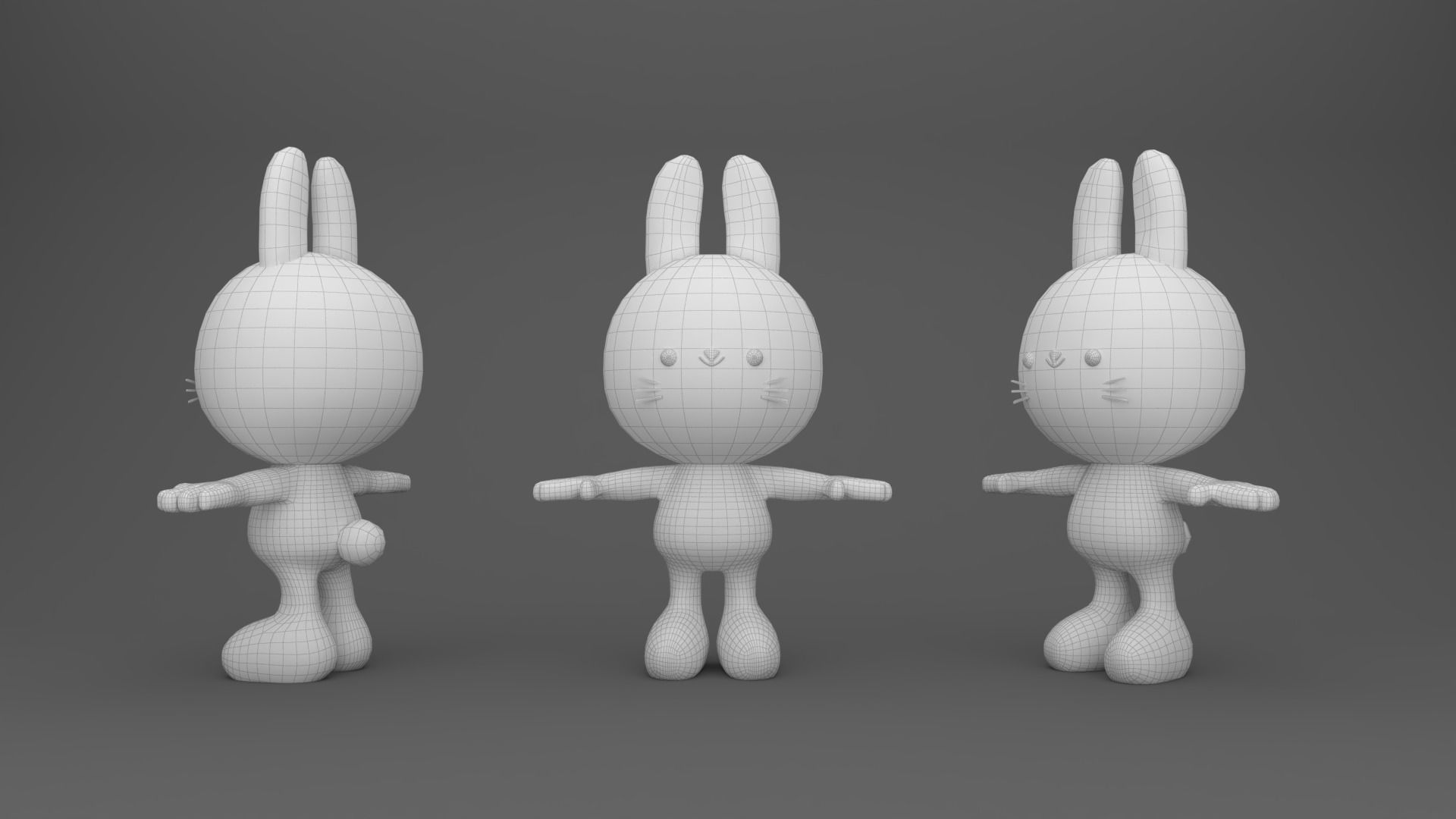 Character013 Rabbit Animal  Low-poly 3D model_9