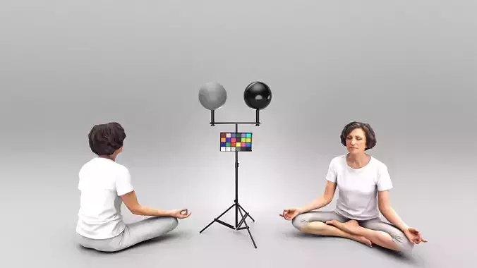 Woman in lotus position meditating 440 Low-poly 3D model