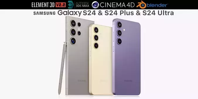 Samsung Galaxy S24 and S24 Plus and S24 Ultra 3D model