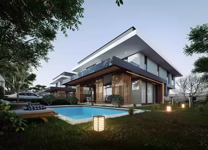 Two modern villas 3D model