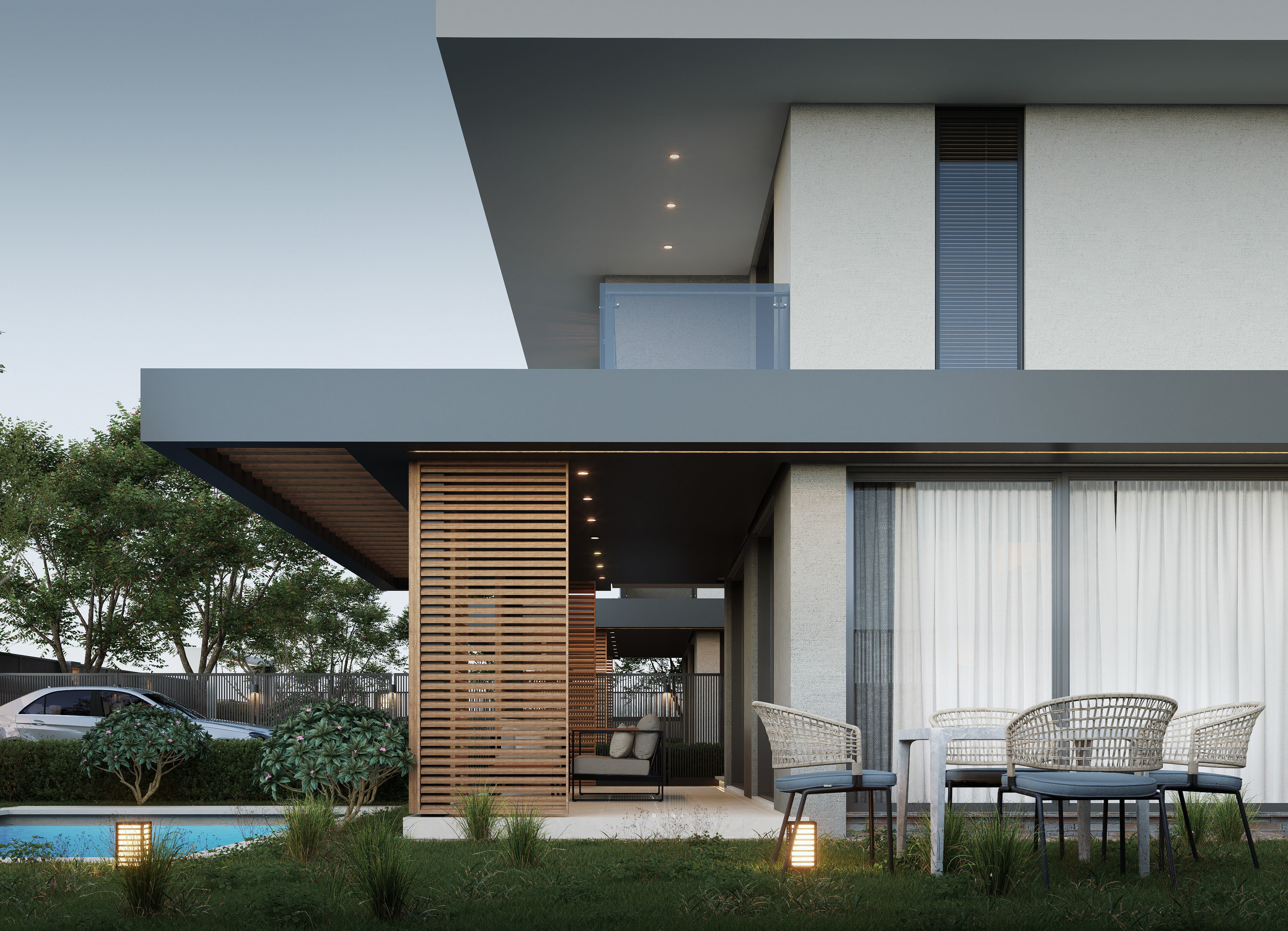 Two modern villas 3D model_3