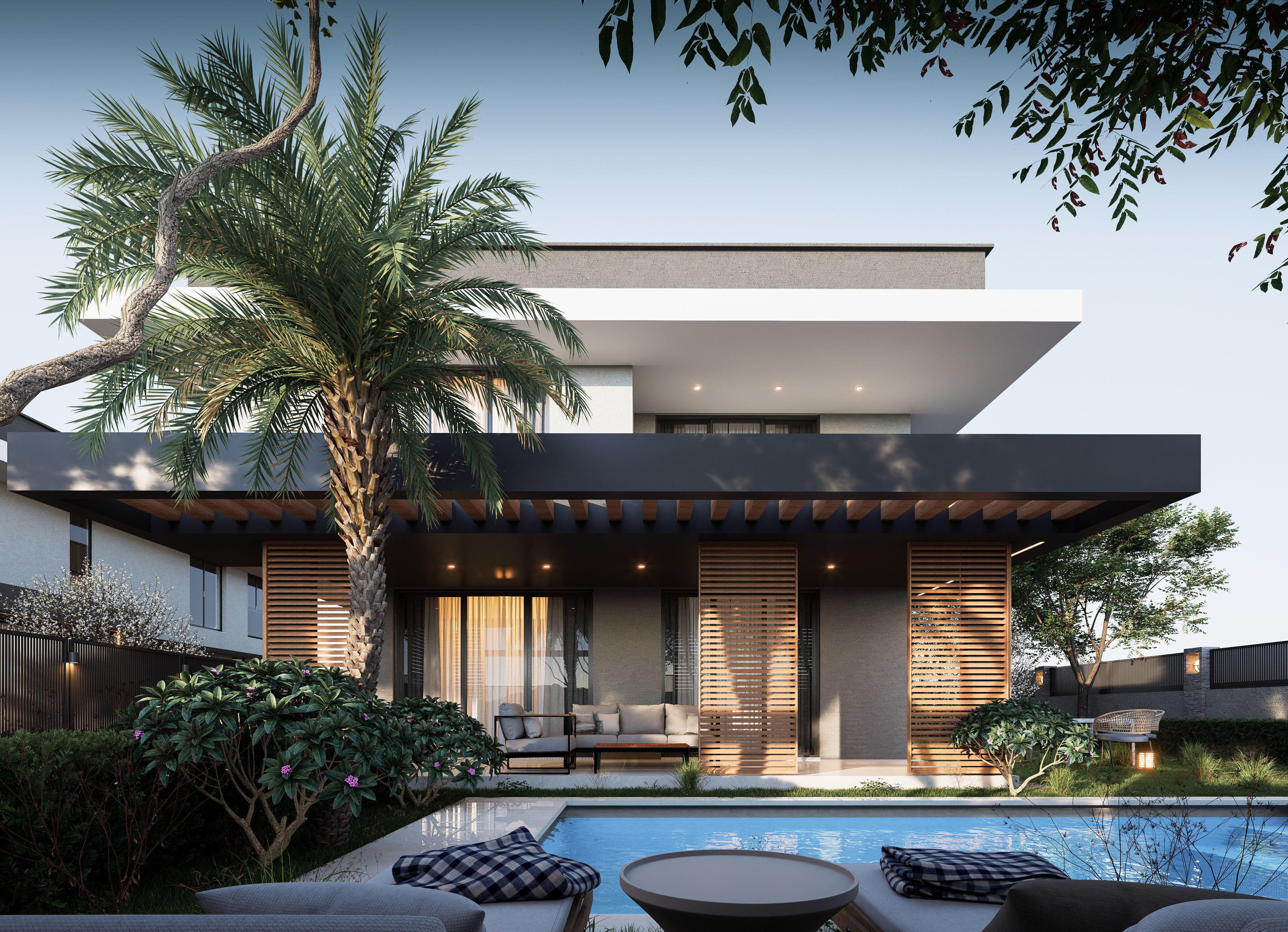 Two modern villas 3D model_4
