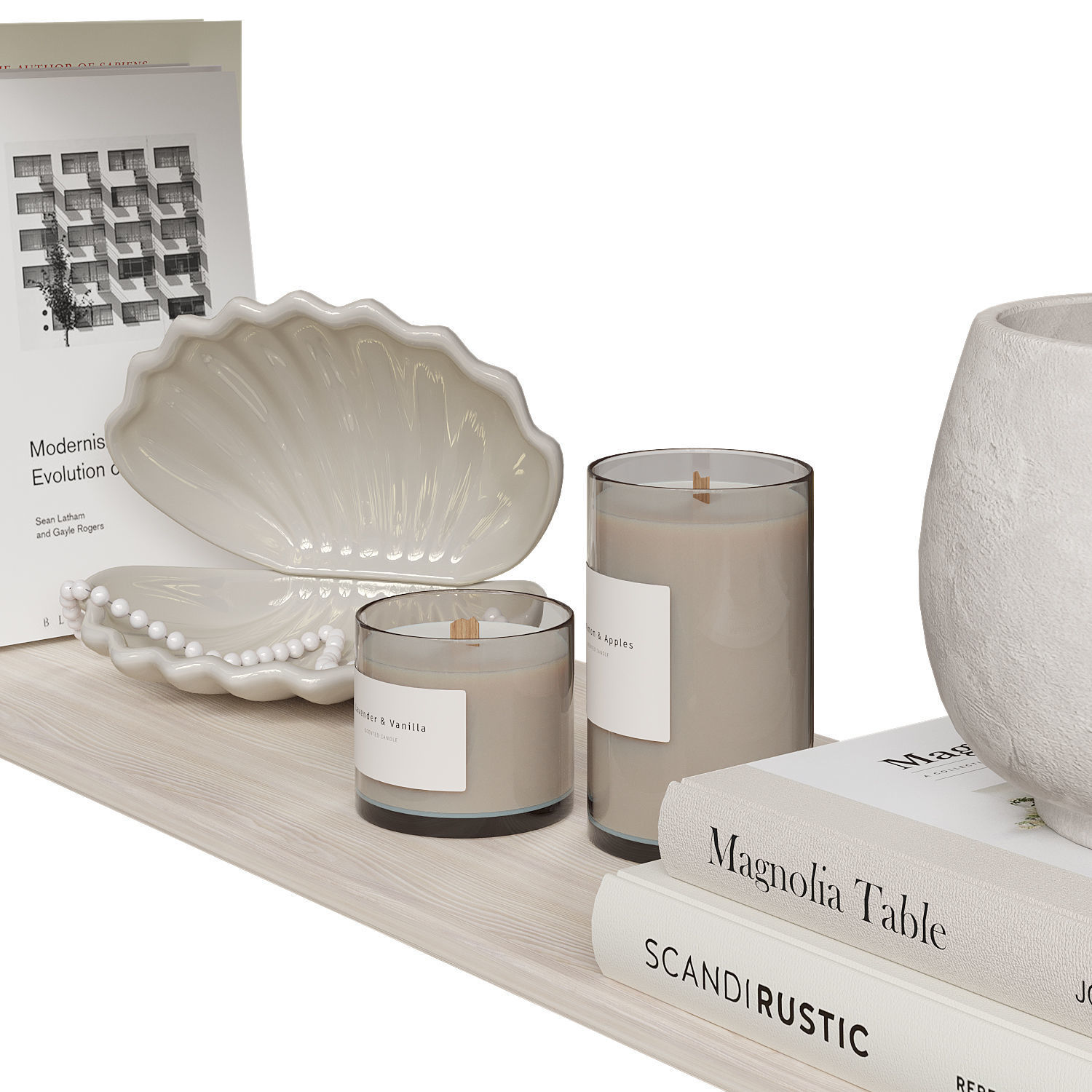 Decorative Set in Beige colors for Shelves 3D model_4