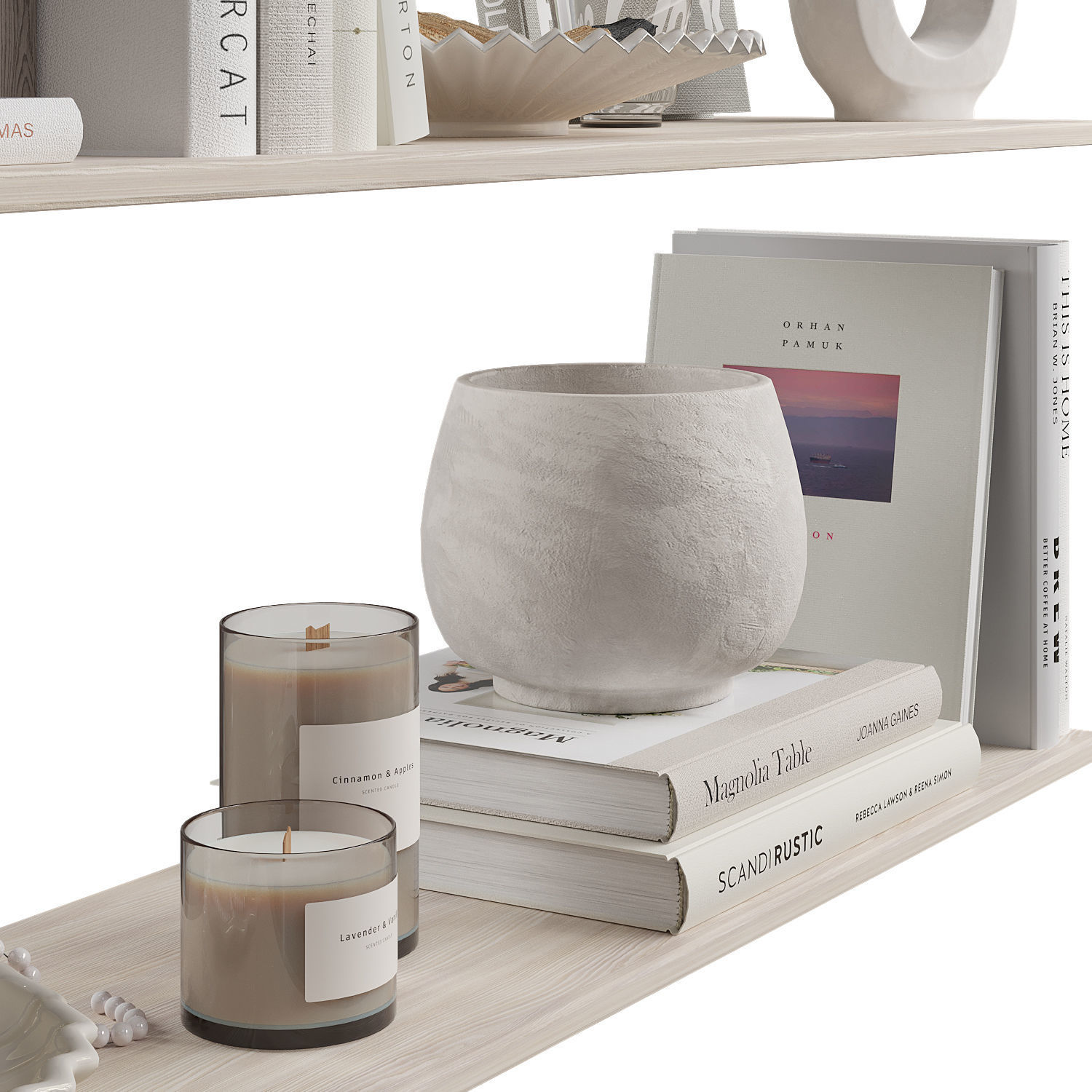 Decorative Set in Beige colors for Shelves 3D model_3