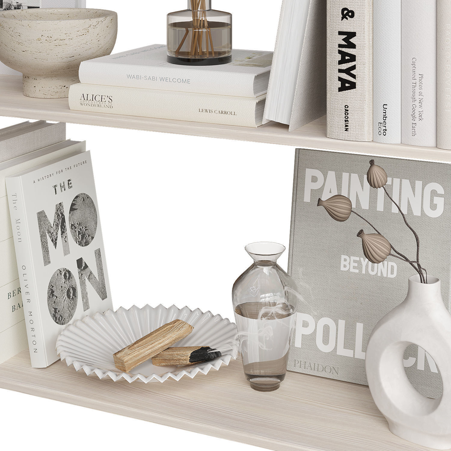 Decorative Set in Beige colors for Shelves 3D model_2