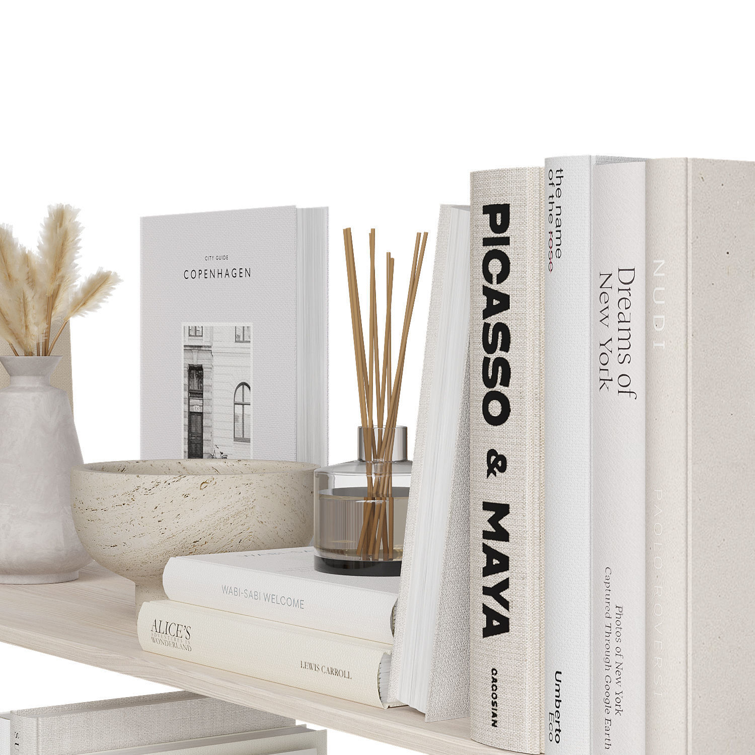 Decorative Set in Beige colors for Shelves 3D model_1