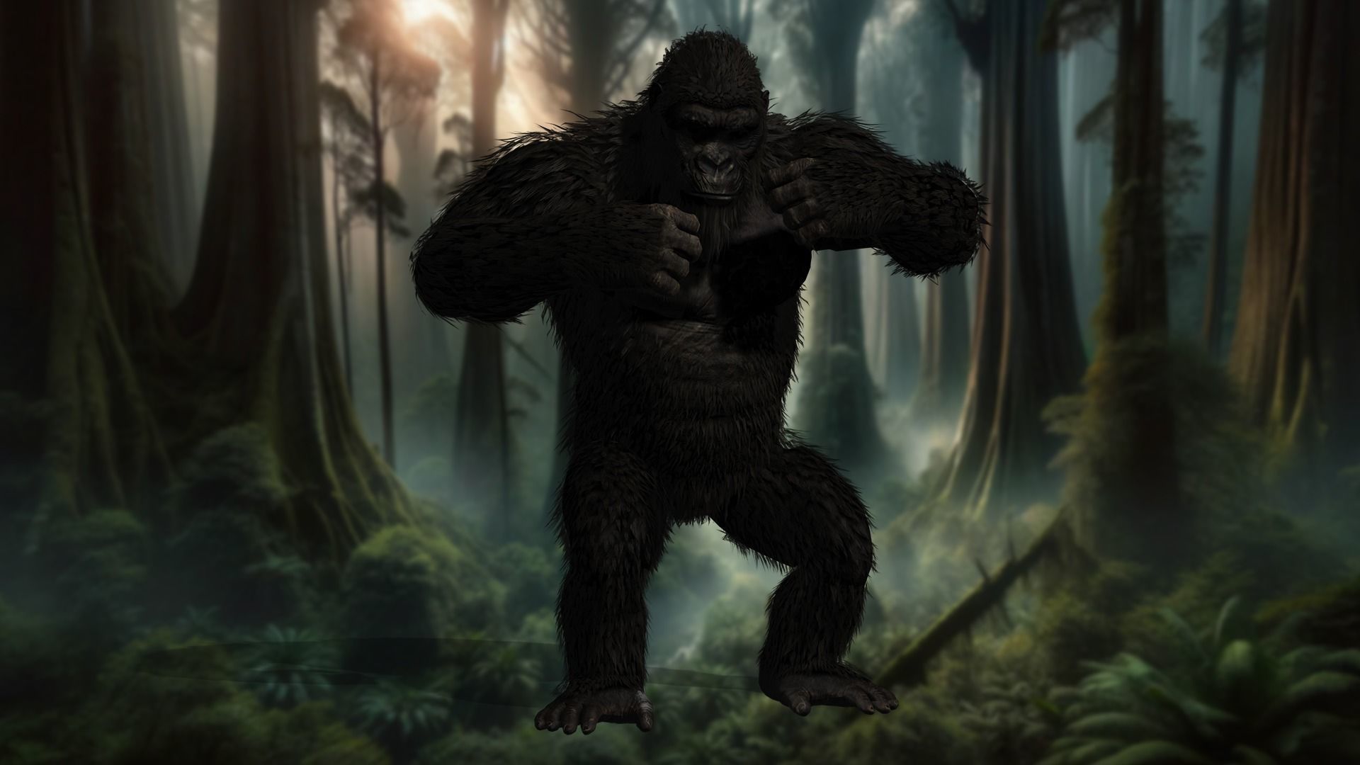 Jungle Sovereign Realistic Gorilla King Kong Low-poly 3D model_18