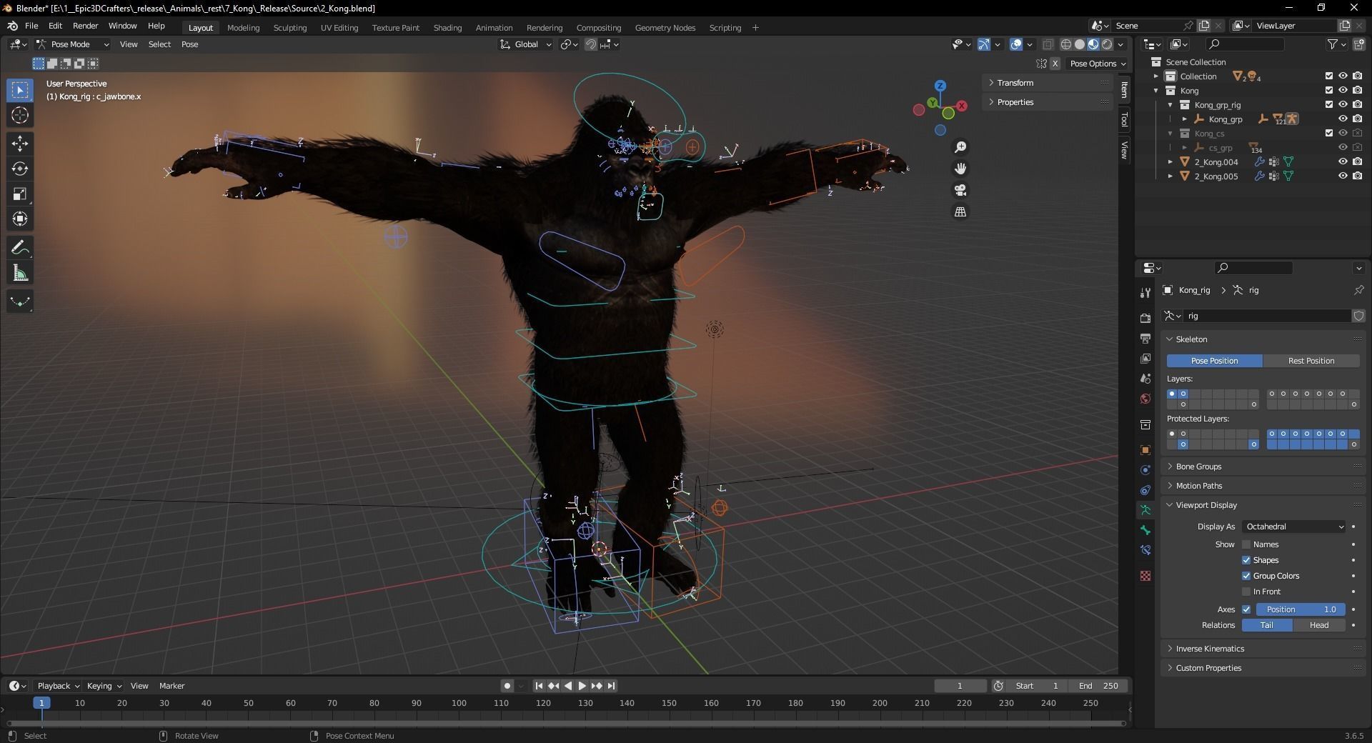 Jungle Sovereign Realistic Gorilla King Kong Low-poly 3D model_4