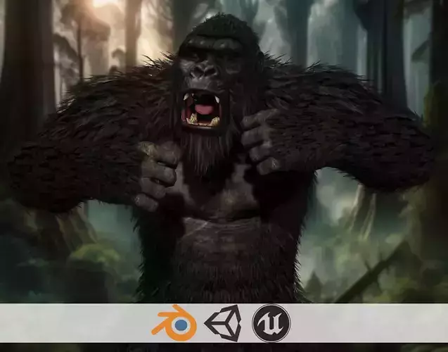 Jungle Sovereign Realistic Gorilla King Kong Low-poly 3D model