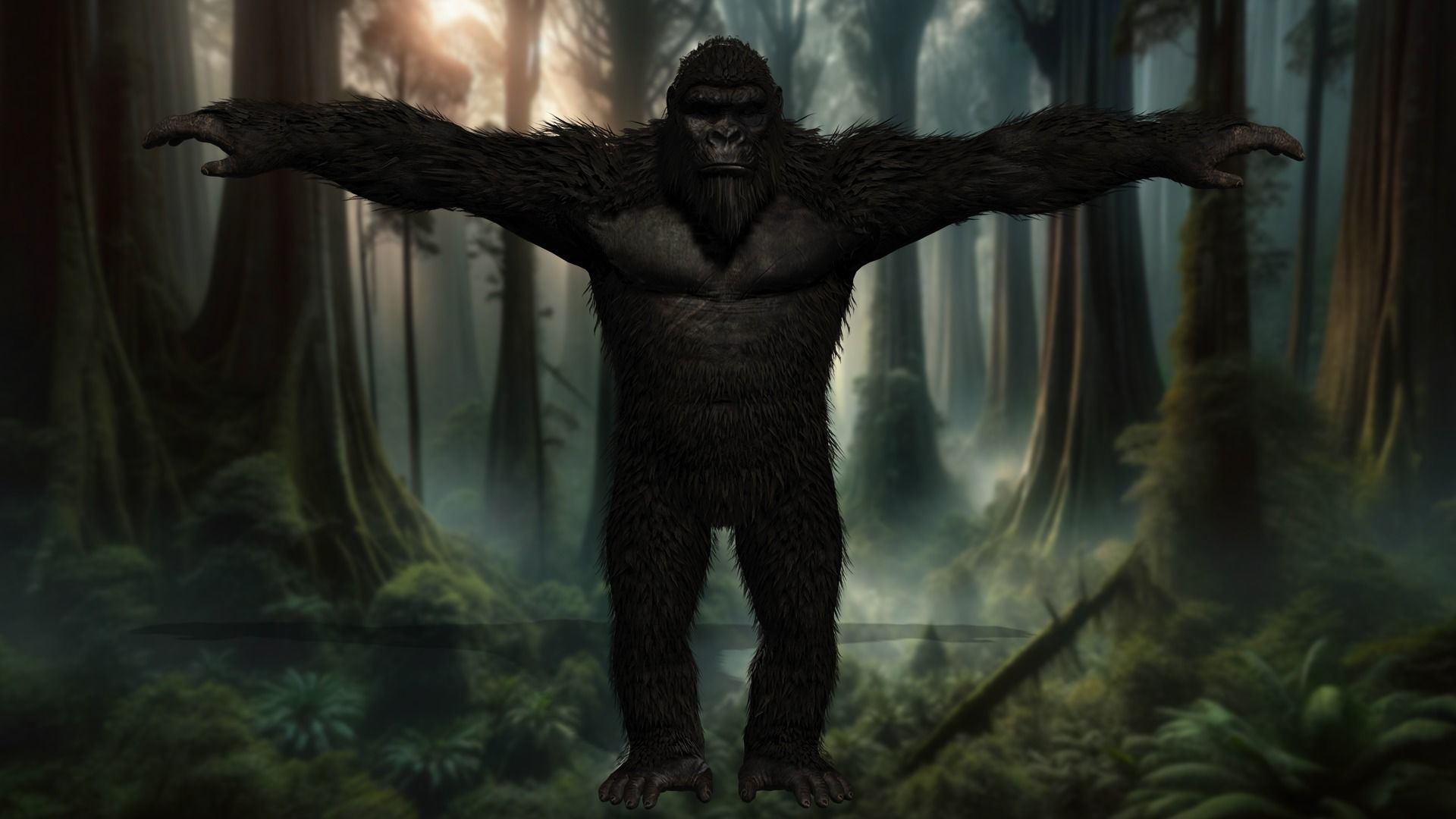 Jungle Sovereign Realistic Gorilla King Kong Low-poly 3D model_16