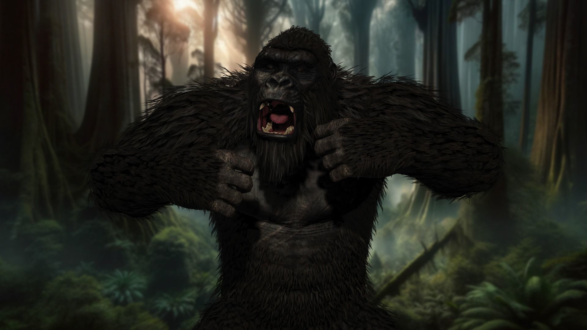 Jungle Sovereign Realistic Gorilla King Kong Low-poly 3D model_2