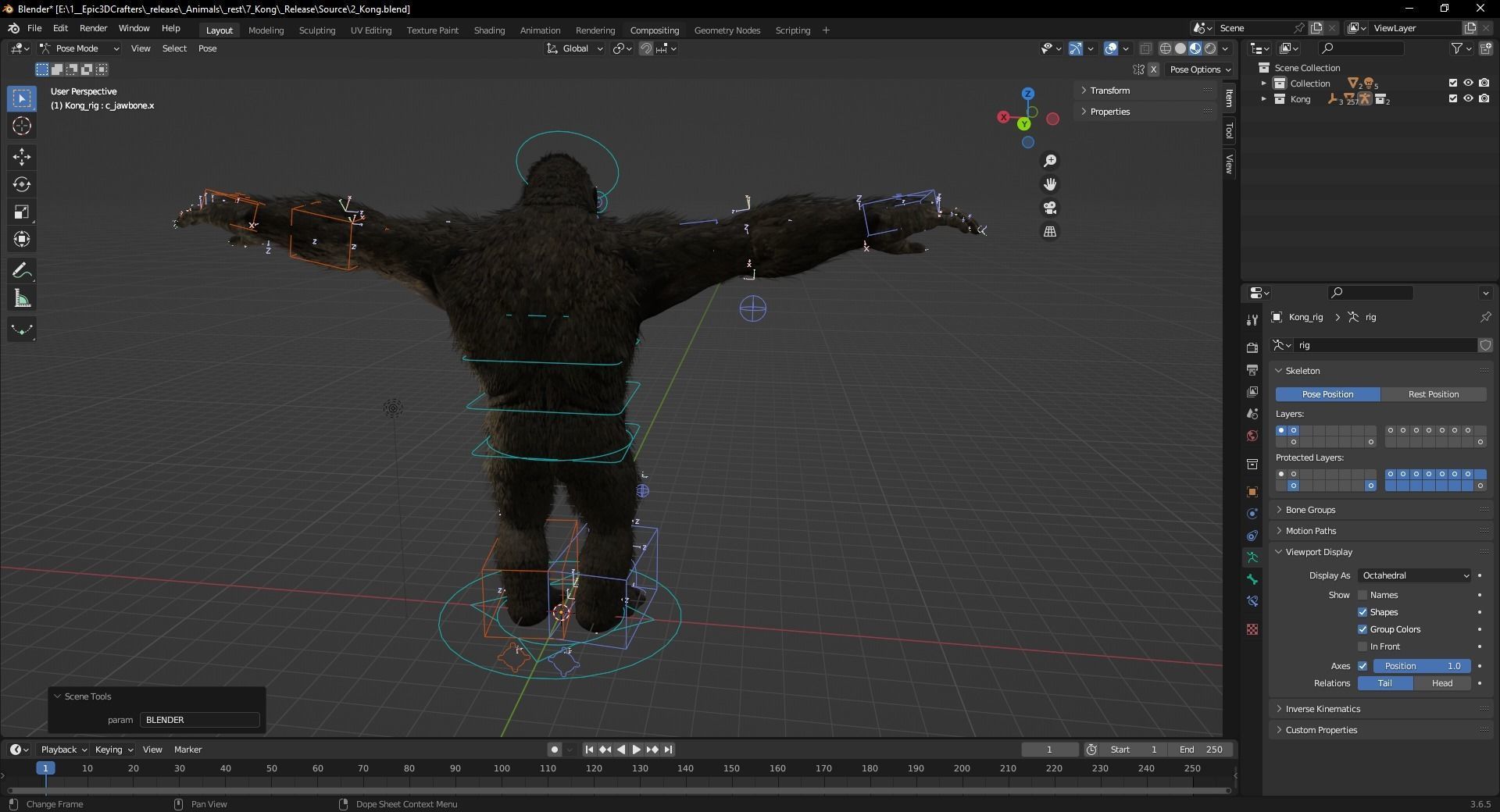 Jungle Sovereign Realistic Gorilla King Kong Low-poly 3D model_6