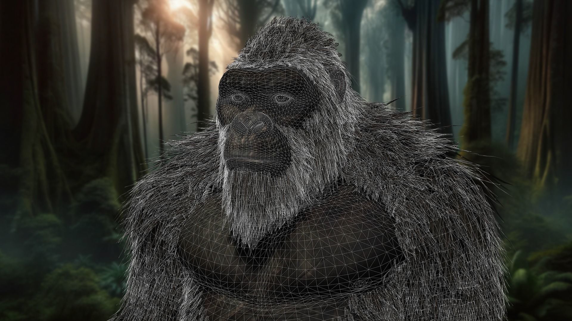Jungle Sovereign Realistic Gorilla King Kong Low-poly 3D model_21