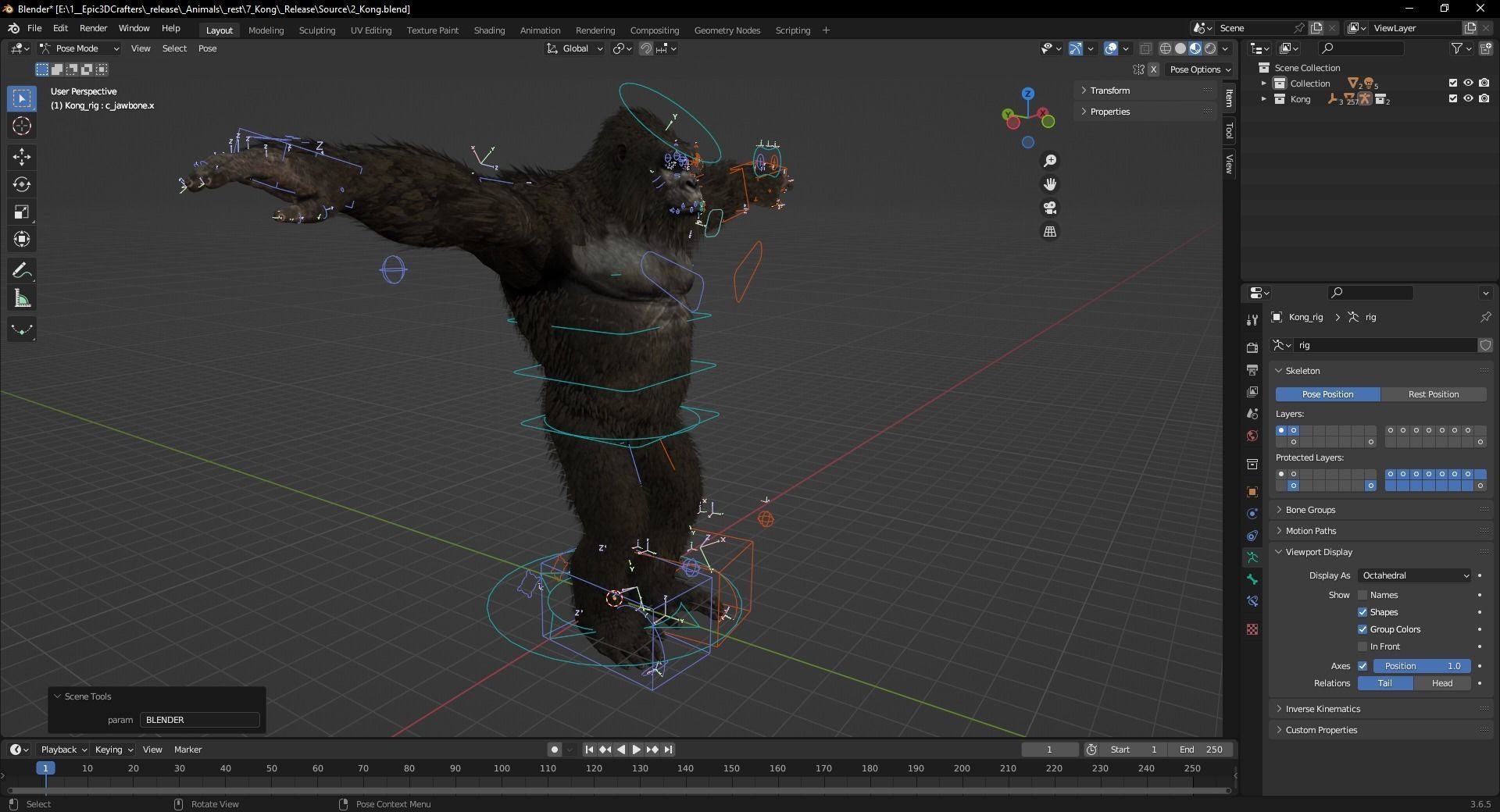 Jungle Sovereign Realistic Gorilla King Kong Low-poly 3D model_5
