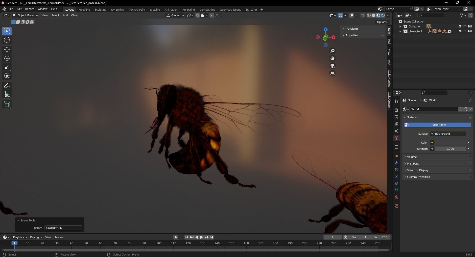 Honey Navigator Realistic Bee Low-poly 3D model_7