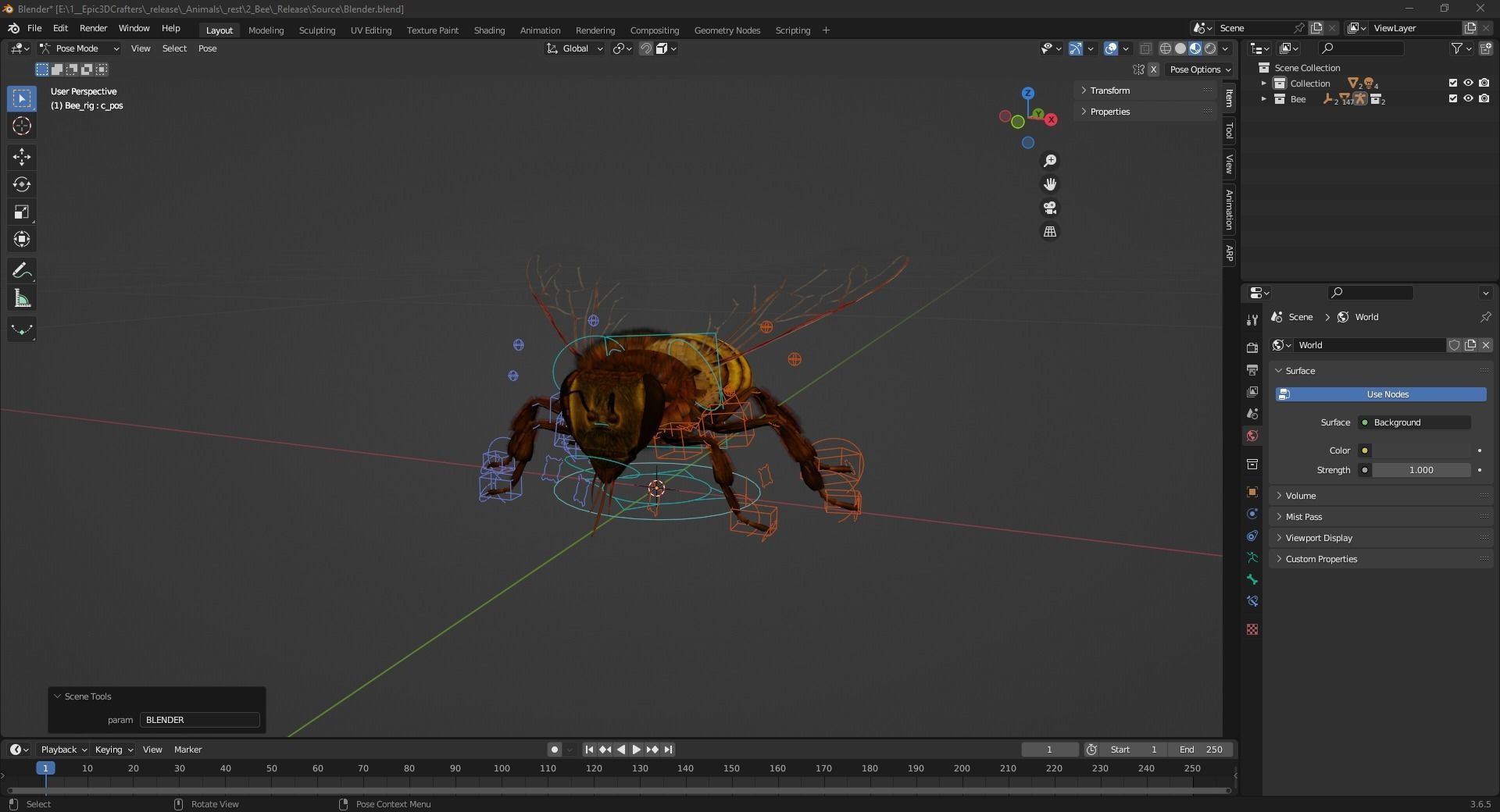 Honey Navigator Realistic Bee Low-poly 3D model_9