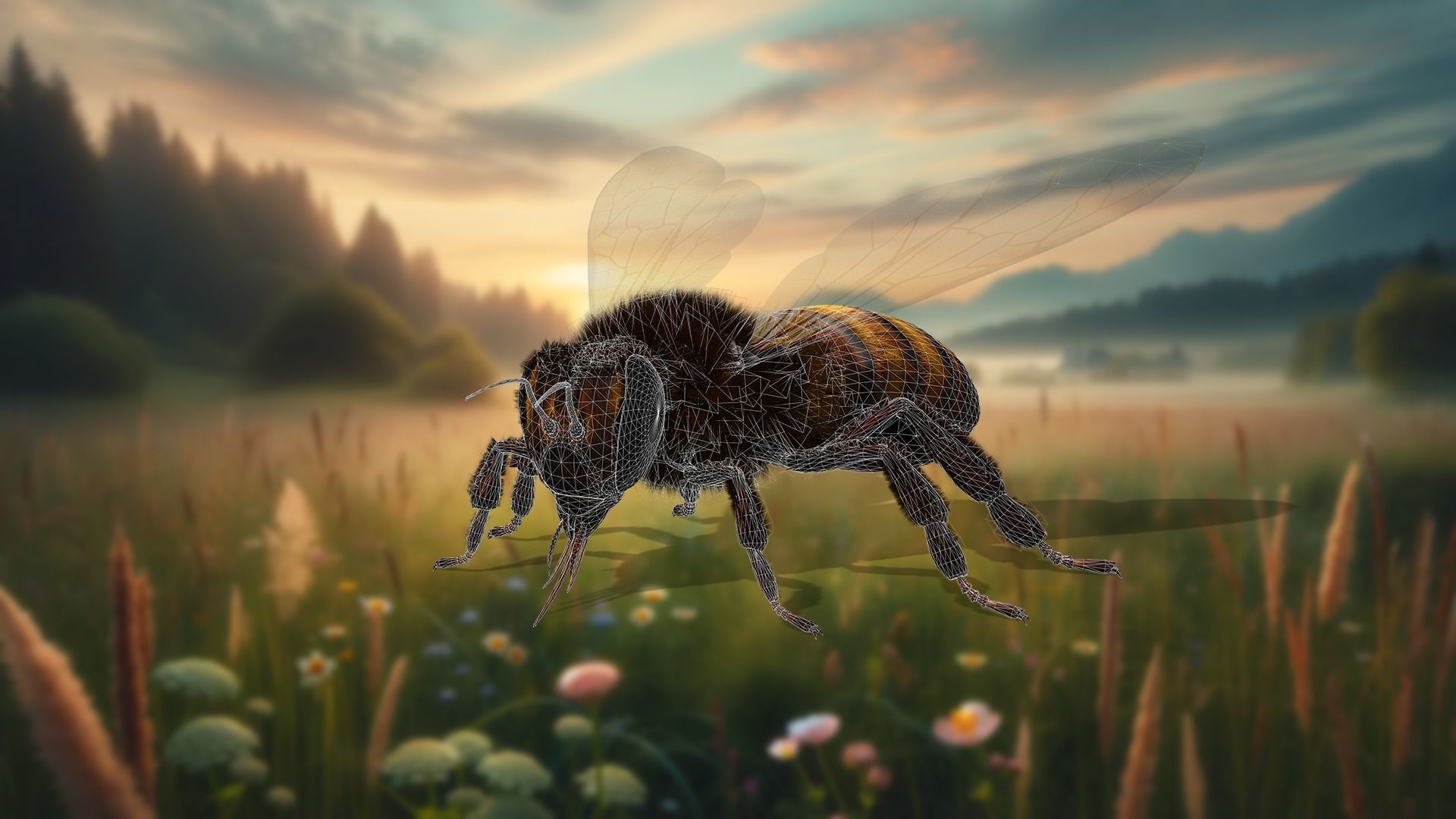 Honey Navigator Realistic Bee Low-poly 3D model_23