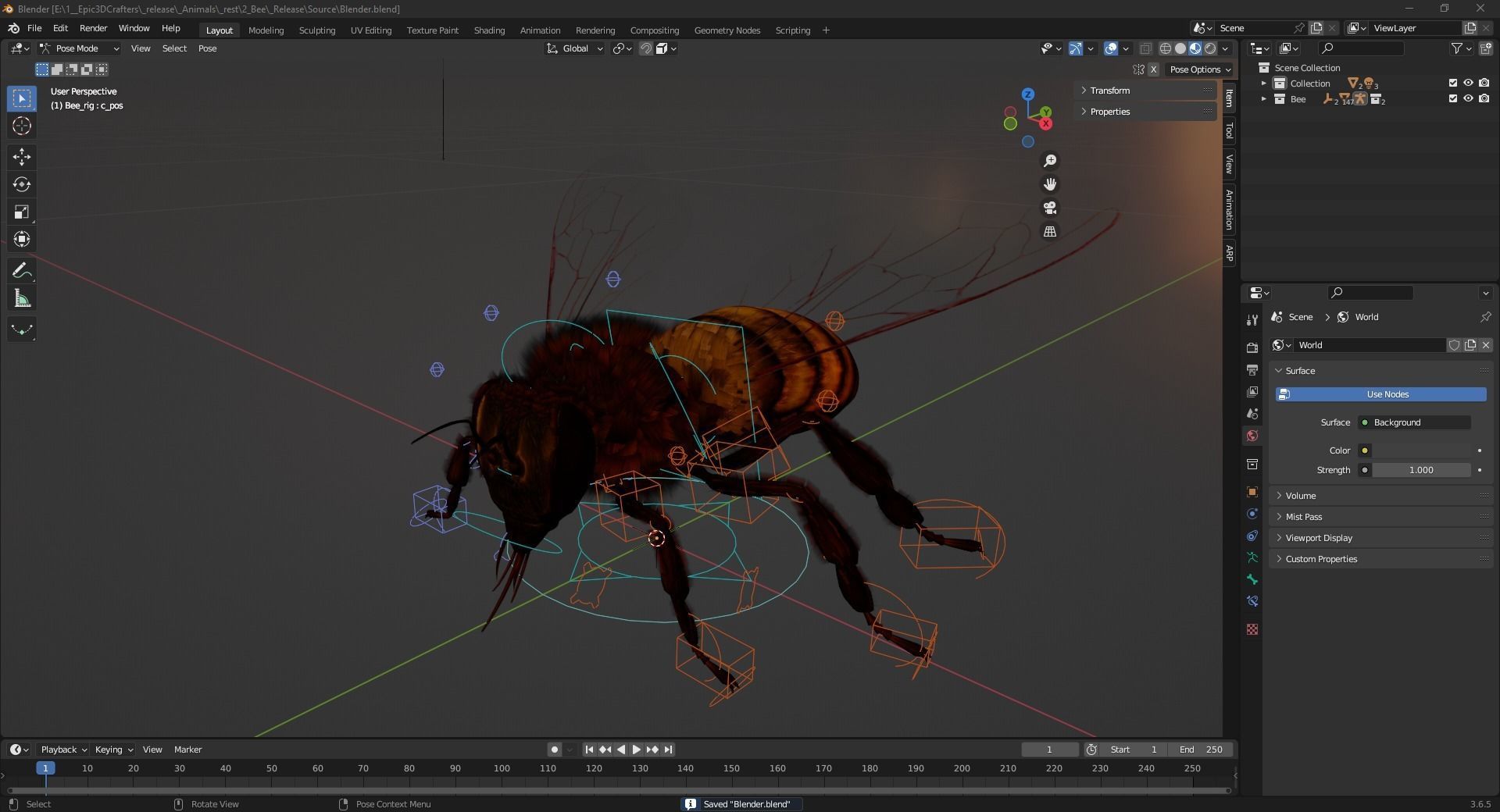 Honey Navigator Realistic Bee Low-poly 3D model_12