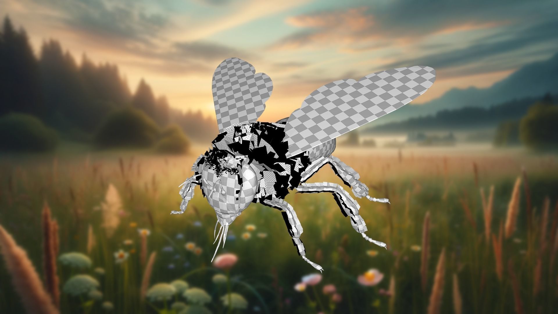 Honey Navigator Realistic Bee Low-poly 3D model_21