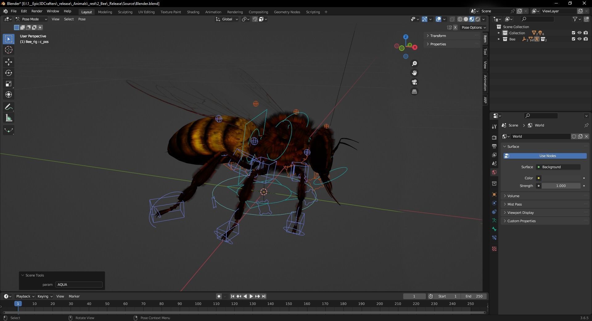 Honey Navigator Realistic Bee Low-poly 3D model_6