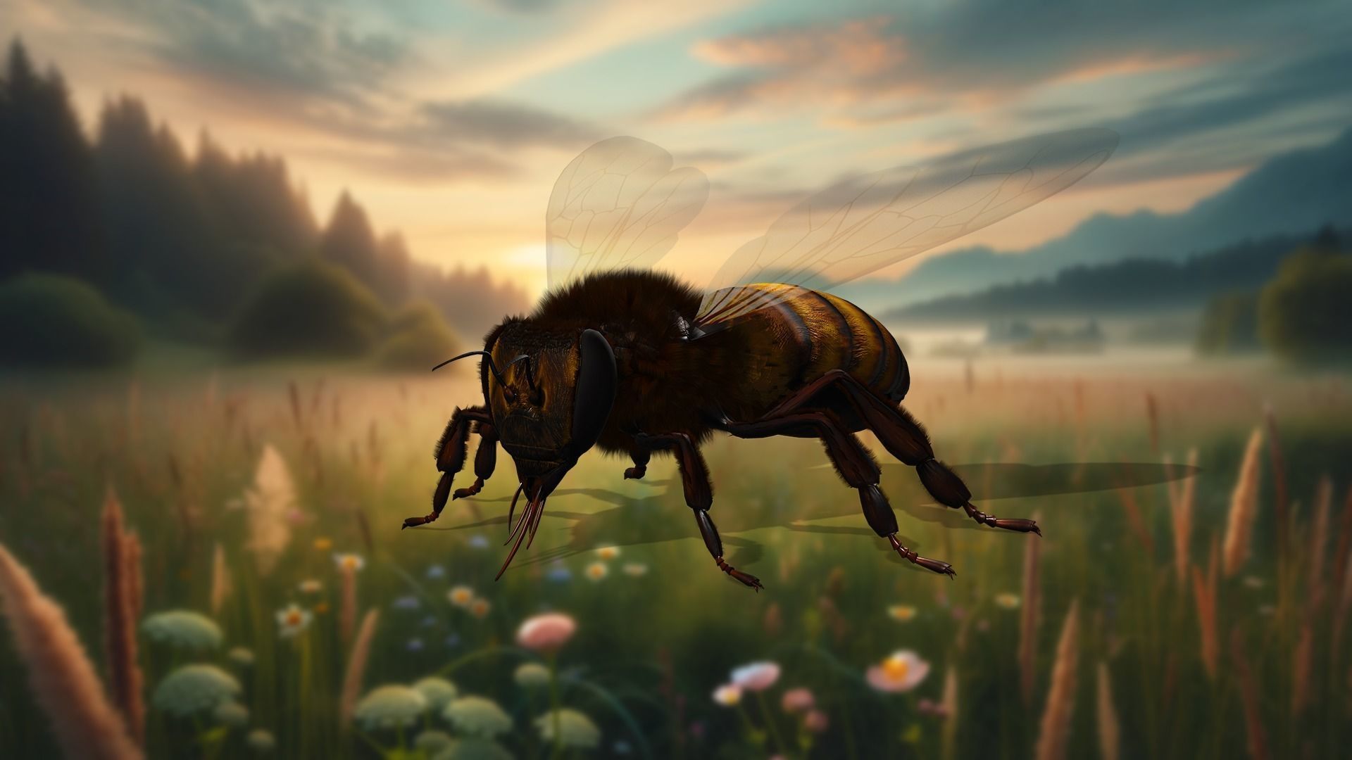 Honey Navigator Realistic Bee Low-poly 3D model_22