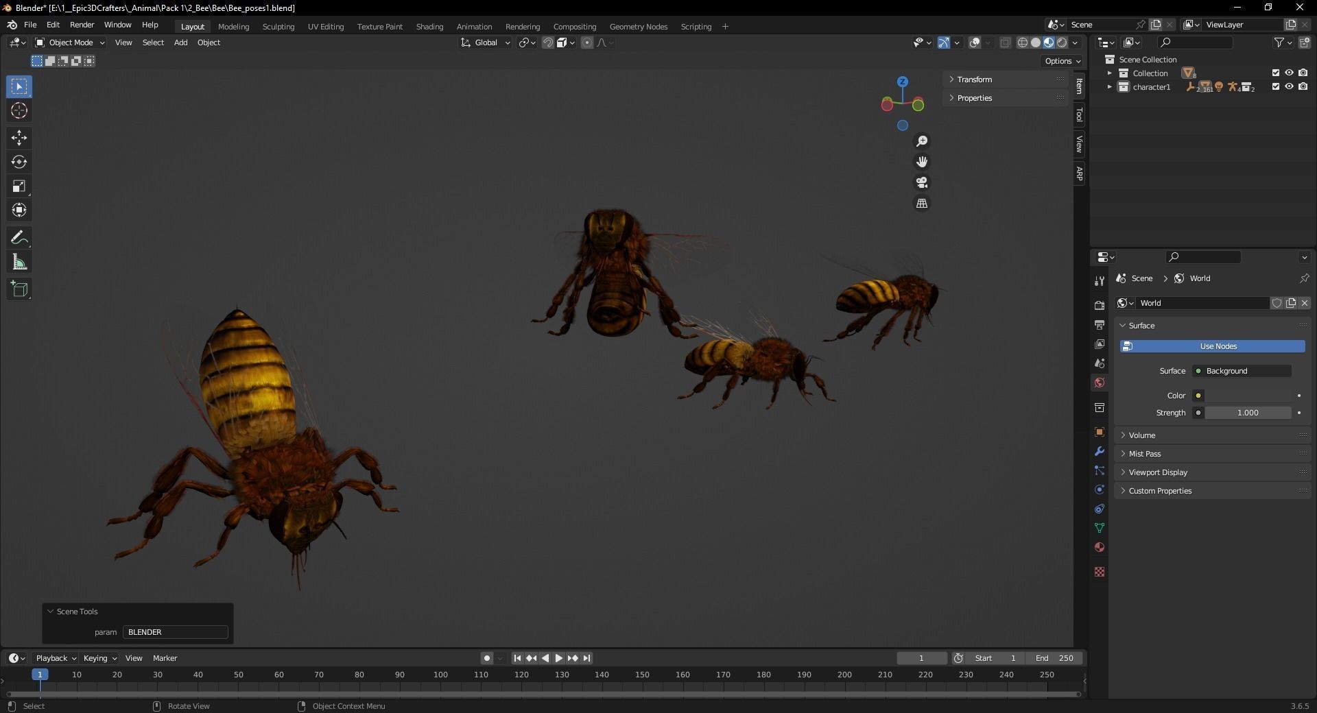Honey Navigator Realistic Bee Low-poly 3D model_11