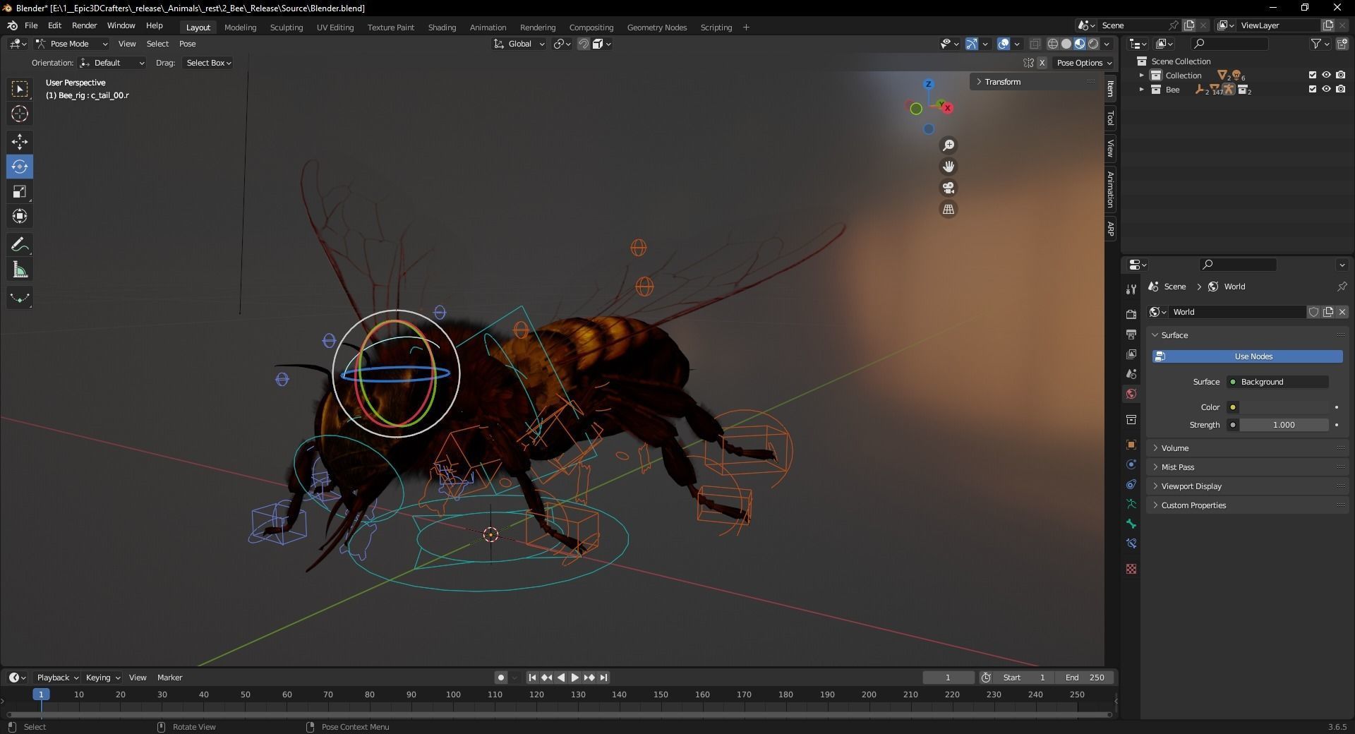 Honey Navigator Realistic Bee Low-poly 3D model_10