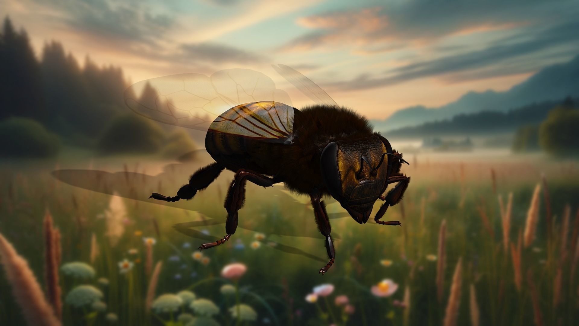 Honey Navigator Realistic Bee Low-poly 3D model_26