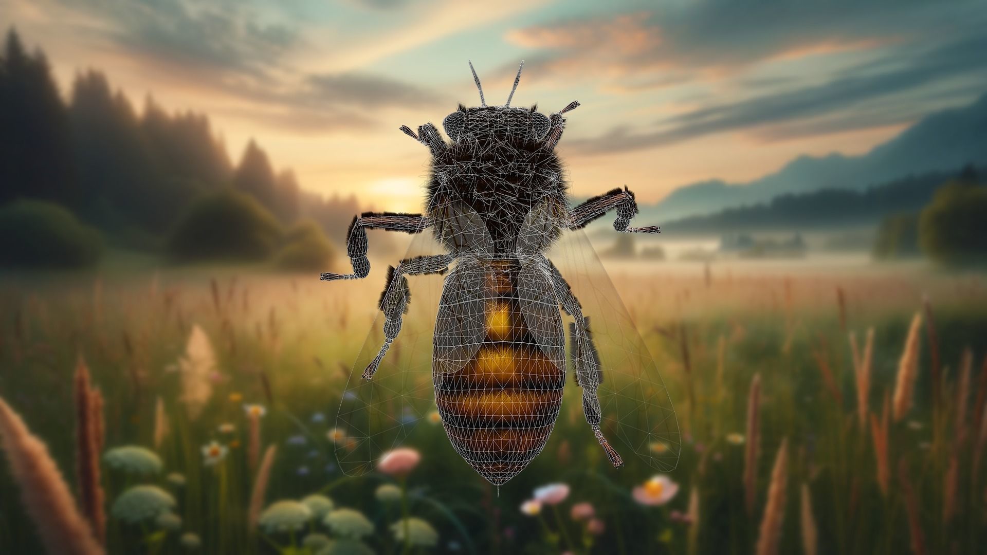Honey Navigator Realistic Bee Low-poly 3D model_3