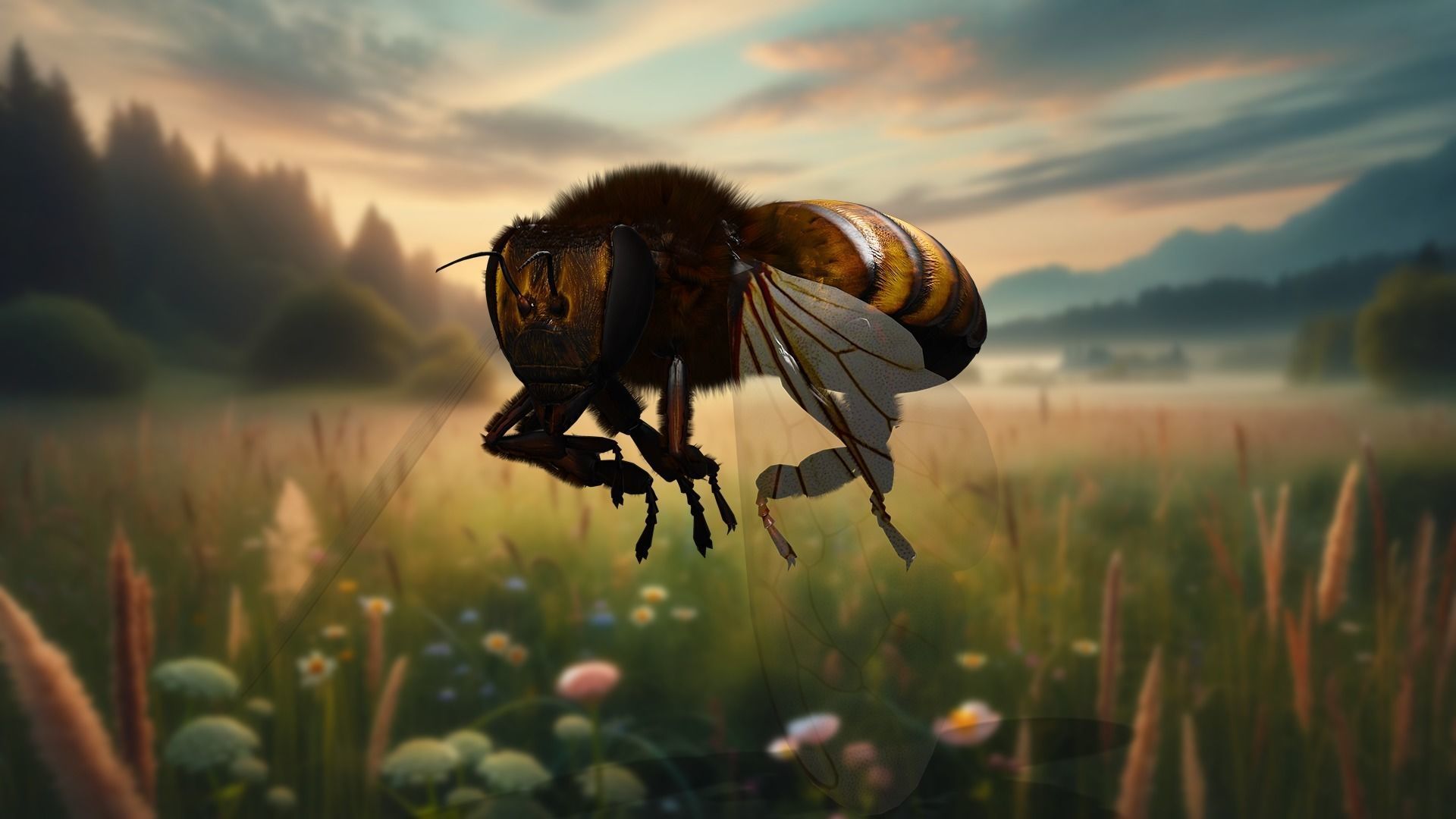 Honey Navigator Realistic Bee Low-poly 3D model_1