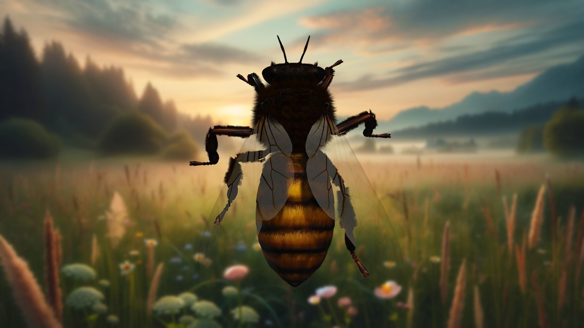 Honey Navigator Realistic Bee Low-poly 3D model_2