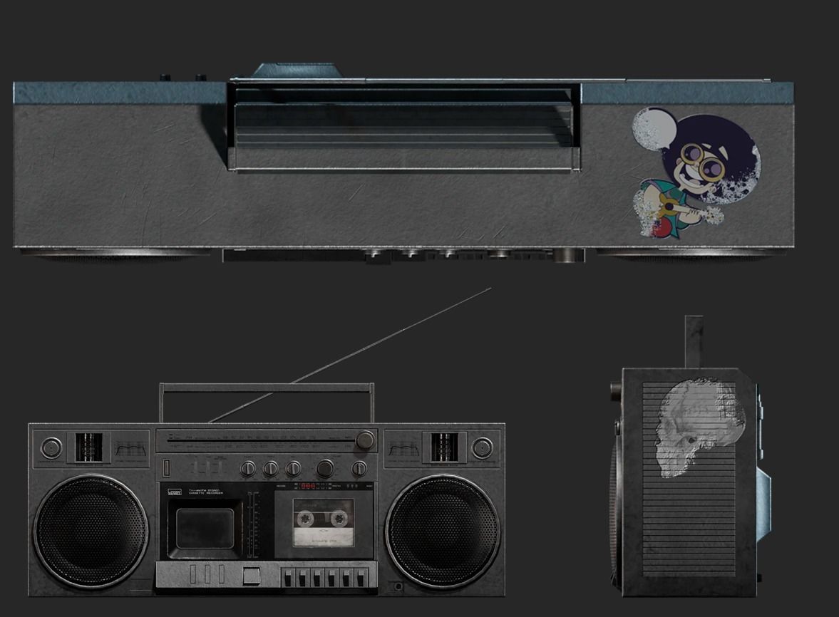 Radiocassete retro Low-poly 3D model_2