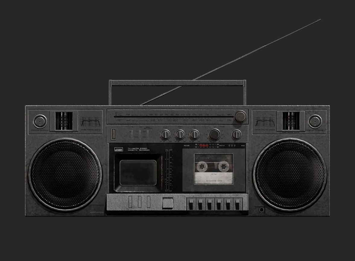 Radiocassete retro Low-poly 3D model_1