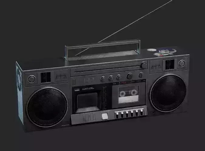 Radiocassete retro Low-poly 3D model