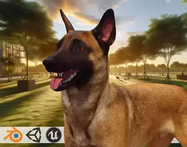 Alert Guardian 3D Dog Model Low-poly 3D model